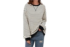 DUOEASE Damtröja randig oversize pullover långärmad höst rund hals sweatshirt Y2K toppar