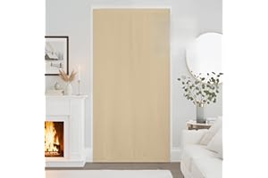 PONY DANCE Rideaux d'Extérieur à Fixation Adhésive, Lot de 2 Rideau sans Percage Anti-Vent avec Embrasses pour Jardin et Terrasse, Rapide d'installation Imperméable, 132x213cm, Jaune Beige