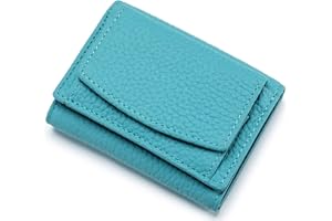 RRANCHARLTU Portafoglio Donna Piccolo in Vera Pelle RFID Blocco Portamonete Ragazze Piccolo Portafogli con Tasca per Monete Mini Borsellino, Blu cielo