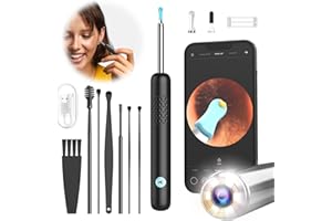 VLIKE Otoskop do Uszu - R1 1080p WiFi, Oczyszczacz Uszu z Kamerą 3,5 mm, Wodoszczelny IP67, Narzędzie do Czyszczenia Uszu z 6 Diody LED, Kompatybilny z iOS, iPadem i Androidem
