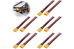 UIHRLM 5 Pairs XT60 Connectors, 14AWG Silicon Wire Female and Male XT60 Extension Plug Cable, Flexible Heat-Resistant XT60 Connector for RC Lipo Battery Connectors Car Drone Boat (5 Female+5 Male)