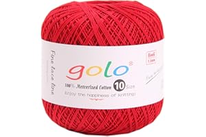golo Crochet Thread Size 10 Yarn for Hand Knitting Crochet Yarn (Red-136)
