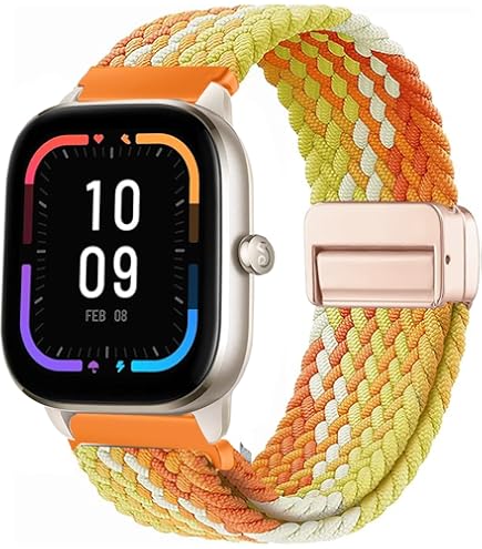 HUZU Bracelet Pour Amazfit GTS/GTS 2/GTS 2 Mini, 20mm Nylon SportBracelet De Remplacement Ajustable Tressé Élastique Bracelet Pour Amazfit GTS 3/Bip/ Lite/U/U Pro/GTR 42mm