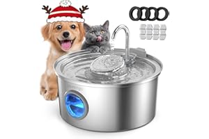 Invengo Fuente para Gatos Acero Inoxidable, 3,2L Bebedero Gatos Ultra Silencioso con Filtración de 5 Etapas - Ventana de Nivel y Diseño Fácil de Limpiar, Incluye 4 Filtros de Repuesto