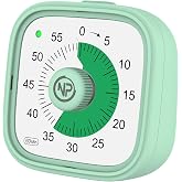 NPO Mutfak,Ders,Yemek i&ccedil;in 60dk Analog Alarm Zamanlayıcı,Pomodoro &Ouml;ğrenci Motivasyon Saati (Yeşil)