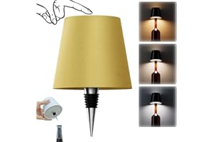 AIMARS Wireless Bottle Lamp, 3 Color Stepless Dimming Wine Bottle Lamp, LED Rechargeable Touch Control Wireless Bottle Lampshade for Bedroom, Restaurant, Bar (Gold, 1-Pack)