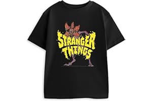 Stranger Things Demogorgon Black Short Sleeved T-Shirt | Unisex Kids Graphic Tee with Classic Crew Neck | Ideal for Casual Wear | Official Merch