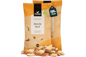 FOODIN Ekologiska paranusfrön 2 x 500 g, paranötter utmärkt källa till protein och omättade fetter, 100 % biologisk, glutenfri och vegansk, 2-pack, 2 x 500 g