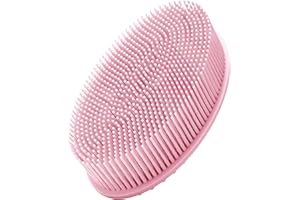 KTHZI Silicone Body Scrubber, Soft Shower Brush for Exfoliating and Cleaning, Comfortable Face Skin Massage Tool (Pink)