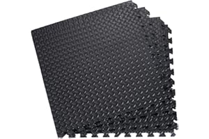 COSTWAY Tapis de Sol Sport 12 Pcs en Mousse EVA sans BPA avec Bordures, Dalle Mousse Puzzle 60x60x1,2cm, pour Fitness, Gym, Piscine, Noir