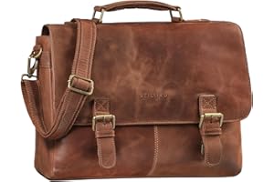 STILORD 'Dorian' Serviette Cuir Homme Vintage Grande Sac d'affaires Porte-Documents Cartable pour Trolley