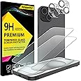 4youquality [4-in-1 Screen Protector for iPhone 15 Plus with Camera Lens Protector, Tempered Glass Film, 2-Pack Each, [LifetimeSupport][Impact-Resistant][Anti-Scratch][Ultra-Transparent]