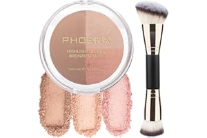 HILARECO PHOERA Contour Paleta, Tonos con iluminador, bronceador y colorete, no grasa y resistente al agua, fácil de moldear el rostro con maquillaje ligero (#001)