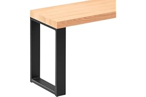 LAMO Manufaktur Banco para Mesa de Comedor 30x80x47 cm (Ancho x Largo x Alto), Patas para Muebles Modelo Simple Negro/Asiento Natural, LSB-01-A-002-80-9005S