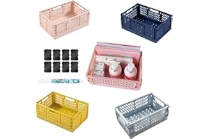 NCRGB 4 Stück Klappkiste Aufbewahrungskorb(22×14.8×7.8cm) Klein Stapelbar Klappbox Klappkisten Körbe Aufbewahrungskiste Korb Aufbewahrung,Storage Boxes,Klappkorb für Küche Schlafzimmer