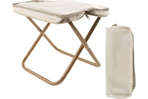 BTIUGYI Sgabello da Campeggio 28.5CM, Sgabello Pieghevole Portatile con Borsa Portaoggetti, Sedile Pieghevole e Leggero Sgabello per Viaggi, Escursionismo, Giardino, Pesca, Barbecue, Spiaggia (Bianco)