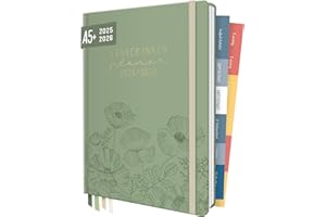 ‎HÄFFT Häfft® Lehrer-Planer 2025/2026 A5 + "Green Poppy" Hardcover Lehrerkalender/Schuljahresplaner mit 236 Seiten, Stickern und mehr - nachhaltig & klimafreundlich