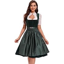 TrendiMax Midi-dirndl voor dames, elegante fluwelen dirndljurk, klederdrachtjurk voor Oktoberfest, met bloemenpatroon, schort, maat 34-46, bes, 44
