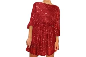 SKFLABOOF Pailettenkleider für Damen Partykleid Hochzeit Glitzer Cocktailkleid Elegant Sexy Hochzeitskleid Langarm Festlich Party Pailletten Frauen Kleider Glitzerkleid Abendkleid