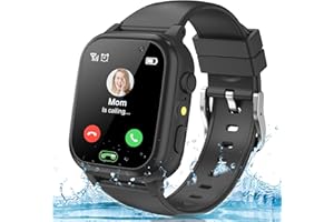 GLKYSOE Montre Intelligente pour Enfants, 1.48”Classique IP67 Résistant Montre Intelligente Enfant avec LBS SOS Appel Caméra Réveil, Montre Telephone pour Enfant pour Garçon Fille 3-12 Ans
