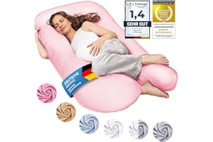 ‎SMOOTHY SMOOTHY XXL Schwangerschaftskissen Seitenschläferkissen, Lagerungskissen, Baby-Kissen & Stillkissen in U-Form mit abnehmbarem & waschbarem Bezug aus 100% Baumwolle (Classic XXL, 150 x 80 cm, Pink)