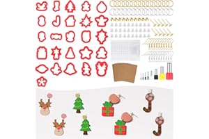 MWOOT 144 Cortadores Arcilla Polimerica de Navidad Kit, 26 Moldes Arcilla Polimerica para Pendientes con Tema Navideño, 118 Accesorios para Hacer Pendientes, Polymer Clay Cutters para DIY Joyas