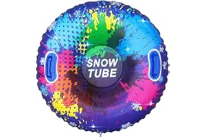 Gukasxi Inflatable Snow Tube Sledge 90cm Heavy Duty Snow Sled with Handles for Kids Adults Thickened Snow Tubes for Sledding Skating Skiing Winter Snow Toys