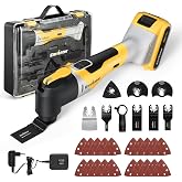 Enventor Oscillating Multitool, 20V Brushless, 2.0Ah, 28 Accessories | Multi-Function Tool with 6 Speeds, 12000-19500RPM, Cha