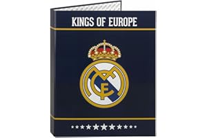 Safta SF-511724-067 – Classeur folio 4 anneaux mixte, couleur bleue, Design Real Madrid