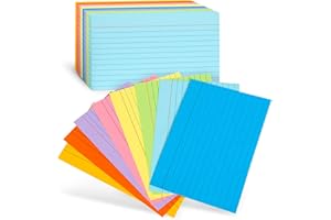Koogel Revision Cards Bulk, 272PCS Colourful Flash Cards Thin Paper Index Cards Ruled Notecards with Tab 7.5cm x 12.5cm for Learning Note to Do List