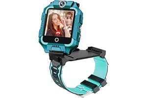 ele ELEOPTION 4G Smartwatch für Kinder, GPS Smartwatch mit 360° Dual-Kamera WiFi Video Telefonanruf SOS Schrittzähler IP67 Wasserdicht Smart Watch für Mädchen Jungen (Blau)