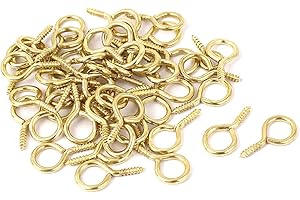 UXCELL sourcing map Crochet à Visser Piton Gond 0.075"x0.67" Vis Oeil Autotaraudeuse Cintre Doré 50Pcs