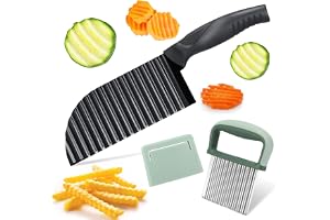 2 stycken vågskärare, rostfritt stål vågkniv, räfflad kniv för pommes, kriffelskärare med skyddande fodral, professionell kro