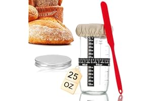 FONWUJIOT Sourdough Starter Set - 24 oz Sourdough Glass - Fermentation Jar with Silicone Spatula and Thermometer, Bread Baking Accessories, Sourdough Starter Kit, Fermenting Glass, Sourdough Glass Jar, Empty