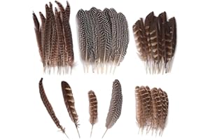 Ticeed 40pcs Plumas Decorativas Naturales de Cola y Colores - Decoraciones de Pollo para Manualidades Artesanales, DIY, Corona de Navidad y Boda