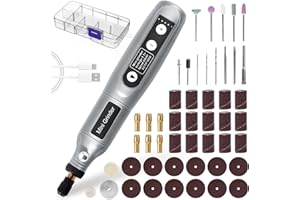 AOZOY Cordless Mini Rotary Tool Kit - 5 Speed Adjustment USB Rechargeable Mini Grinder with Light 50 Accessories Multi-Purpose Power Rotary Tool for Sanding Polishing Drilling Etching Engraving DIY Crafts