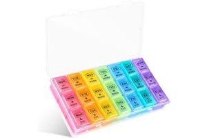 Opret Weekly Pill Organiser, Pill Box 7 Day 3 Times a Day with case, Portable Travel Tablet Organiser with 21 Large Compartments, for Vitamin Fish Oil Supplements Medication