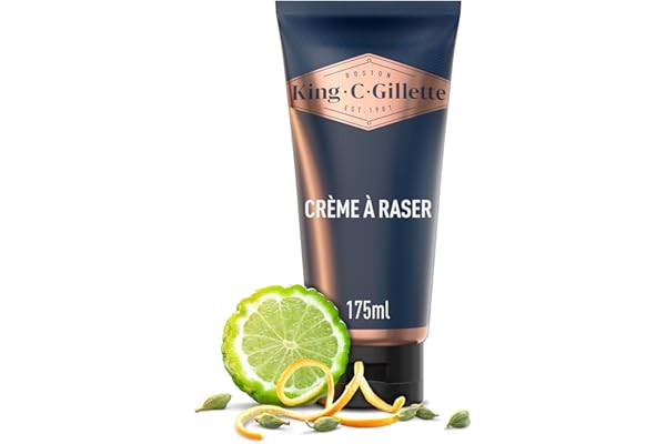 King C. Gillette Crème à Raser Homme, Parfum Signature Original, 175ml, pour un Rasage de Qualité Professionnelle