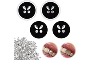 FCXQG 4 Paare Zahnstein Schmuck Tooth Crystal Tartar Tooth Decorations Tooth Jewellery Jewels Teeth Jewellery Decoration Tartar Tooth Gems Tartar Dental Crystal Tooth Ornaments（Mit 1452 Edelsteine）