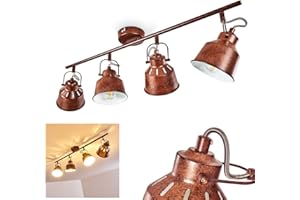 HOFSTEIN Lámpara de techo Safari, lámpara de techo de metal en óxido/blanco, de 4 luces, con focos ajustables y efecto de luz, 4 x casquillo E14, punto de diseño retro/vintage, sin bombilla(s)