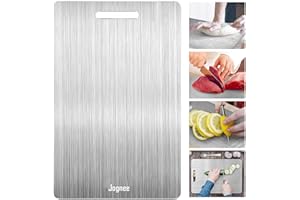 Jognee Deska do krojenia ze stali nierdzewnej – deska do krojenia do kuchni – nadaje się do mycia w zmywarce, dwustronna deska, akcesoria kuchenne do domu, na zewnątrz, na kemping, przygotowywanie