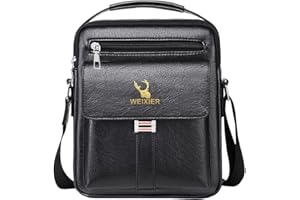 A-QMZL Men's Shoulder Bag Messenger Bag PU Leather Business Travel Crossbody Pack Satchel Side Bag Casual Handbags Men's bag for Working HikingTraveling Daily Use (black 1)