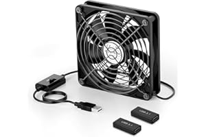ELUTENG Ventola USB 120mm con 2 Fmmina a Femmina Type-C 3.1 Adattatori, DC 5V Silenzioso Ventole PC USB Ventilatori con 3 Velocità Regolabili per PS5/PS4/Xbox/TV Box/Router, Nero