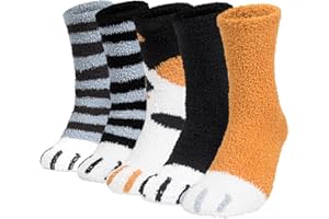 CHALIER COZY Calcetines Térmicos de Invierno para Hombre 5 Pares de Calcetines Gruesos de Forro Polar de Coral Para Dormir en Casa Calcetines Mullidos para Navidad Regalo de Cumpleaños, Talla 38-46