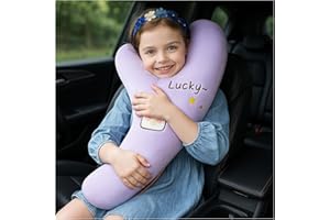 OHAANYY Reisekissen Kinder Auto, Schlafkissen Für Auto Kinder, Reisekissen, Y Form Kinder Auto Kissen, Flugzeug Nackenkissen Für Lange Reisen, Reisekissen Für Erwachsene Und Kinder (Lila)