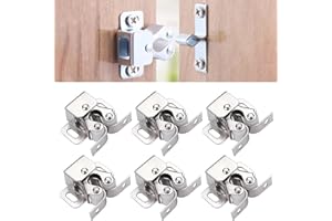 ARTOMNIVERA 6 Pack Roller Ball Door Catches - Stainless Steel Cupboard Door Latches for Wardrobes/Cabinets, Self-Adjusting Double Roller Catch Kit,Cabinet Latch Double Roller with Screws