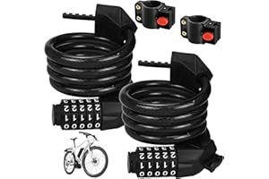 TANGHSE 2Pcs Bike Locks 120cm/12mm Long, High Security Cable Cycle Lock with 5-Digit Code, Bicycle Chain Lock Bicycle Locker Combination Heavy Duty Bike Lock for Bicycle, Moto, Door, Gate Fence