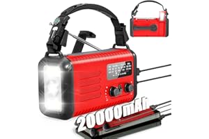 LANSHANCHU Wind Up Solar Radio, 20000mAh Survival Hand Crank Dynamo, AM/FM Emergency Weather Radio, Battery Powered with Cell Phone Charger, SOS Alarm, Flashlight & Reading Lamp for Household/Outdoor Camping