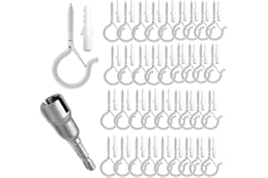 TAIHUIMY Screw Hooks Q-Hanger Hooks for Outdoor String Lights, Christmas Rope Light Clips, Wall Cabinet Ceiling Eye Hooks with Safety Buckle for Wire Party Light Plants Wind Chimes