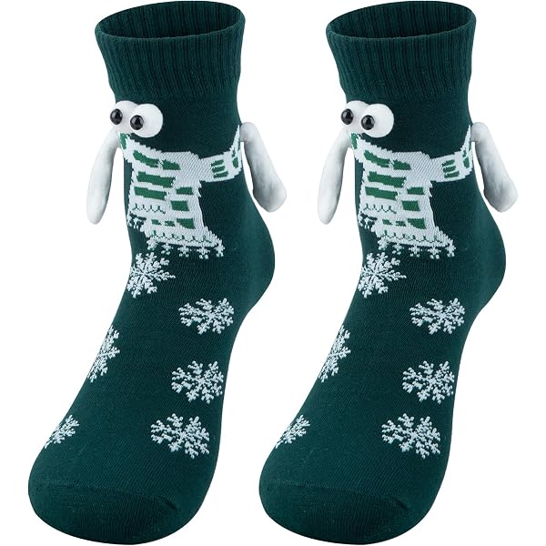 2 Paar Weihnachtssocken Mit Magnetarmen, Lustige Magnetische Socken Mit